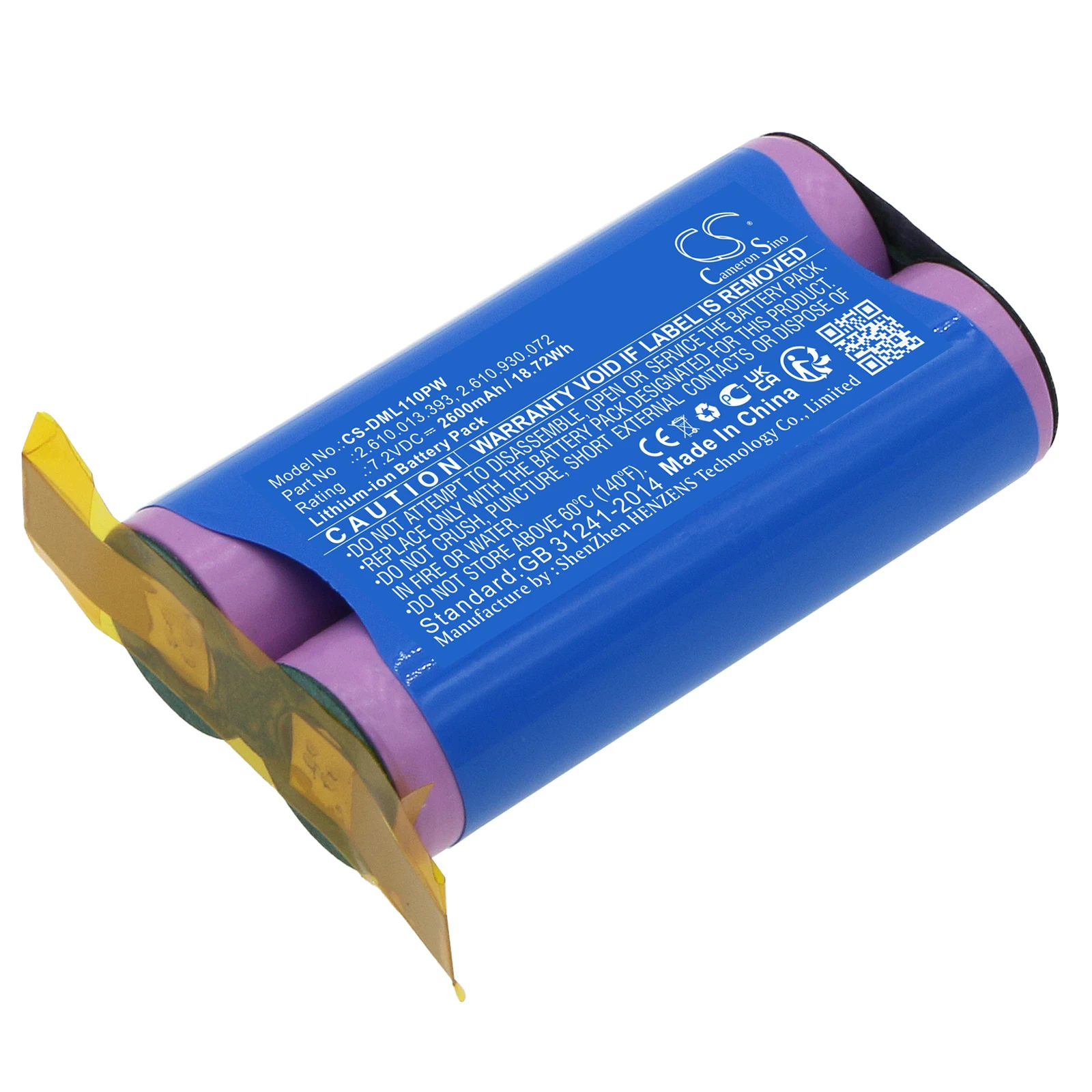 

Li-ion Power Tools Battery for DREMEL, 7.2V, 2600mAh, Compatible Models: 1100-25, 1100LI, 1120, Driver 1120, Stylus 1100