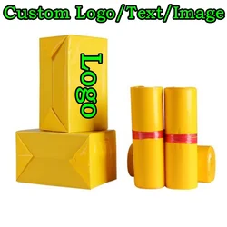 100PCS Yellow Poly Mailer Adhesive Envelope Bag DIY Logo Print Mailing Clothing Dress Box Underwear Toys Shoes Packaging Pouches