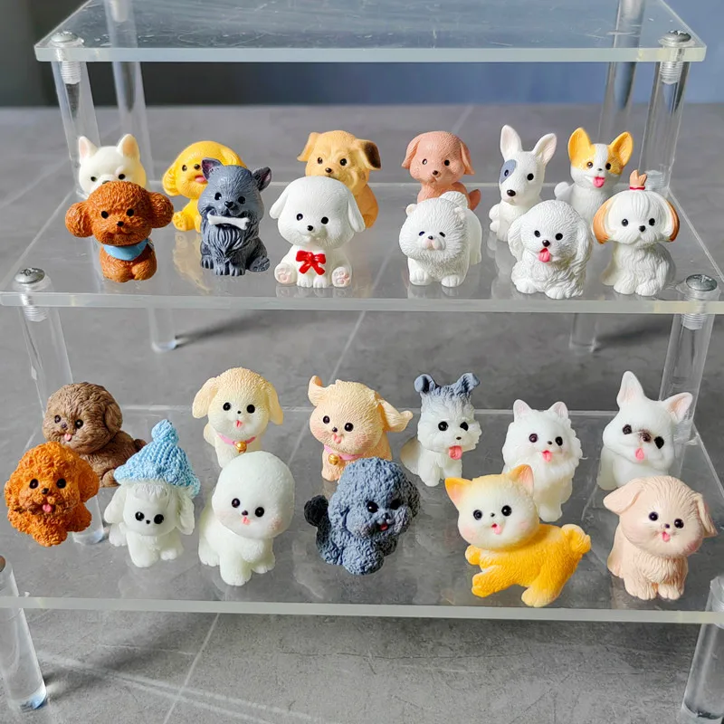 12pc Cute Small Dog Puppy Animal Decoration Resin Craft Miniature Figure Tiny for Bonsai Microlandscape Fairy Garden Decor