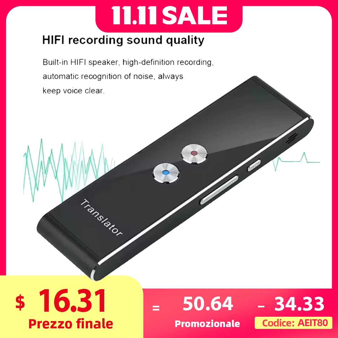 40 langues multi-intelligent Traduction instantanée Traduction vocale sans fil Traduction vocale en temps réel à 2 voies Voyage d'affaires