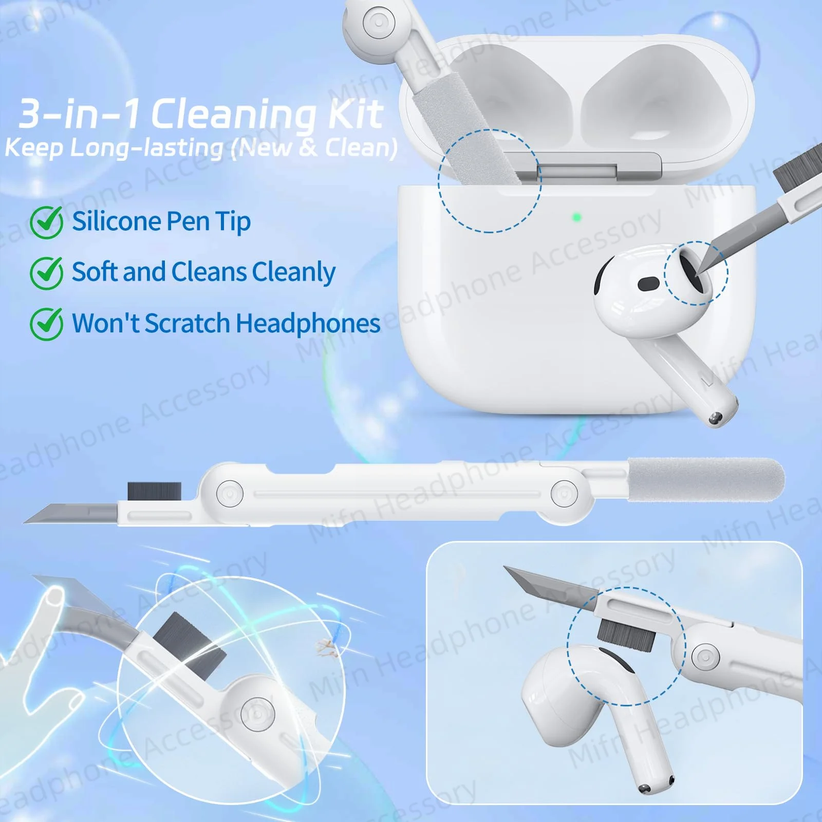 2025年版 AirPods Pro 3 セキュリティロック付きイヤホンケース クリーナーキット付き 自動ロックケース AirPods 第4世代/アクティブノイズキャンセリング搭載 2024年版対応