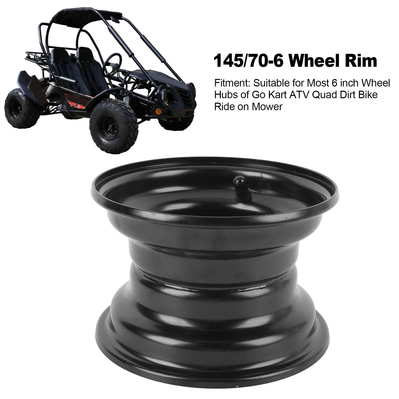 Go Kart Wheel Rim 6 Inch Wheel Rim Enhanced Traction Easy Installation Anti Slip Aluminum Alloy 145/70-6 for Ride On Mower