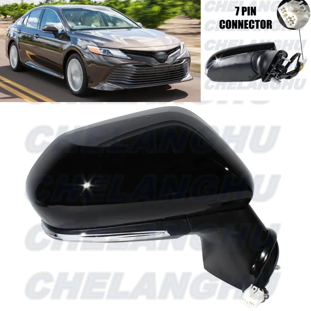 For Toyota Camry 2018 2019 2020 2021 US Version Right Side 7 Pins Black Painted Heated Power Adjust Blind Spot Mirror Assembly