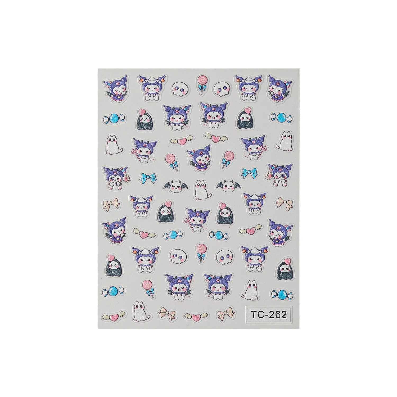 Sanrio Embossed Cartoon Nail Art Sticker Hello Kitty Three-dimensional Cute Coolomi Adhesive Decorative Sticker Nail Decoration