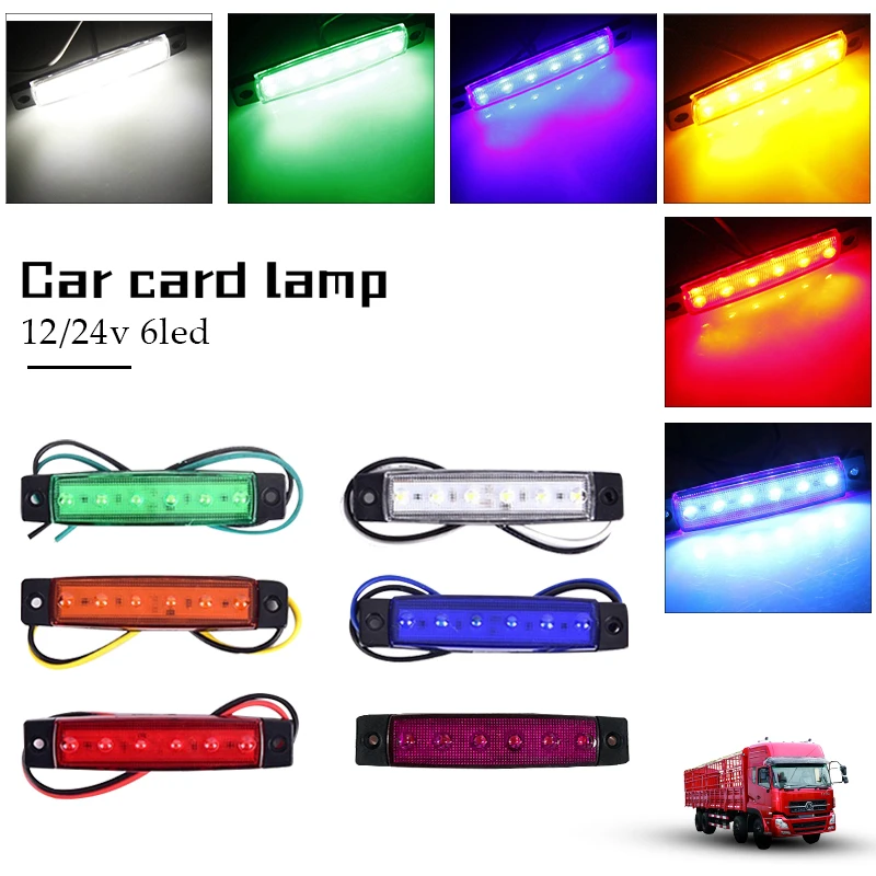 

1pcs 6LED Car External Lights 12V Truck Lorry Side Marker Indicator low Trailer Warning Rear Side Brake Lamps Tail Rear Lamps