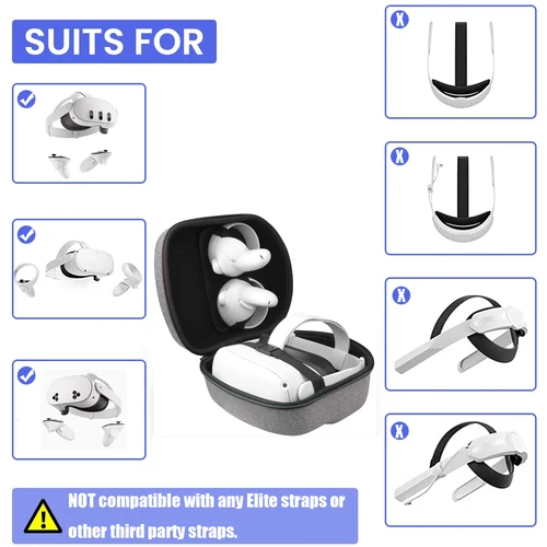 Imagen 2 del producto Bolsa de almacenamiento para gafas Quest 3/2 VR, bolsa de mano, caja protectora para auriculares Meta Quest3/2 compatible con estuche de almacenamiento Quest 2/Meta Quest 3