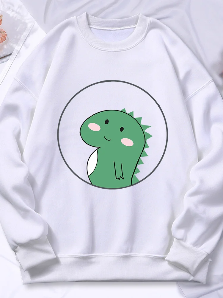 Cute Dinosaur Cubs Print Women Hoody Autumn Fleece Comfortable Sweatshirt Street Casual Hoodie Warm Loose Versatile Sportswear