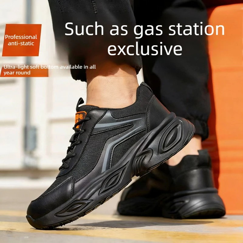 Summer Industrial Anti-static Shoes Gas Station Work Shoes No Steel Toe Light Safety Shoes Breathable Sneakers For Women Men_voghion.com