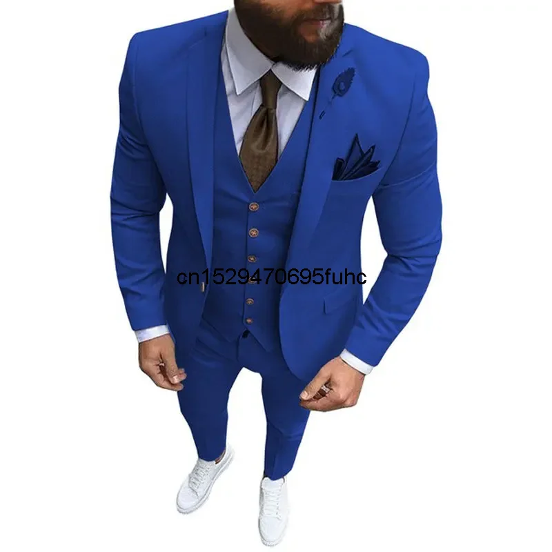 

Men's 3 Pieces Suit Formal Business Notch Lapel Slim Fit Tuxedo Best Man Blazer For Wedding(Blazer+Vest+Pants)