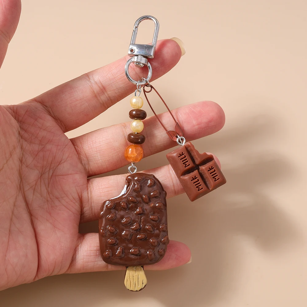Aihua Niedlicher Eis am Stiel-Schlüsselanhänger, schöne Schokoladeneis-Schlüsselanhänger für Frauen und Mädchen, Simulation von Lebensmitteln, Handtaschen-Anhängern, Schmuck, Geschenke – Detail 8