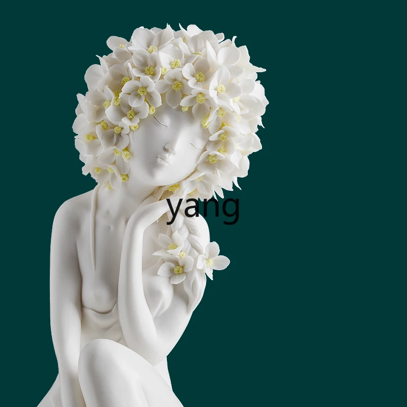 Yjq Sculpture White Porcelain Creative Character Ceramic Craft Female Art Home Living Room Decorations