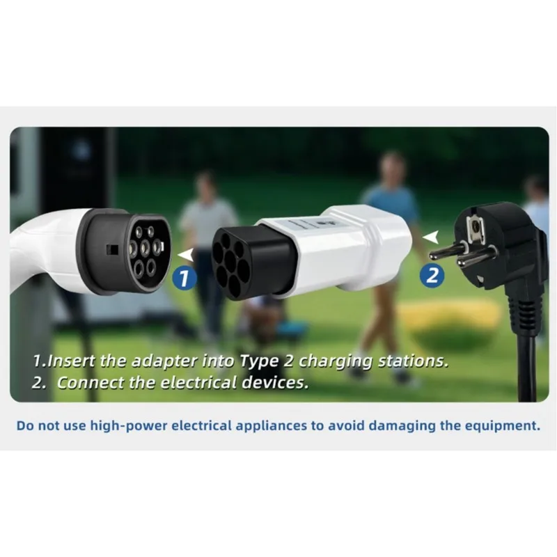 A98M EV Conversion Portable Discharger Type2 Energy Electric Vehicle Discharge Adapter Schuko Socket 220V EU Plug For Outdoor Ca