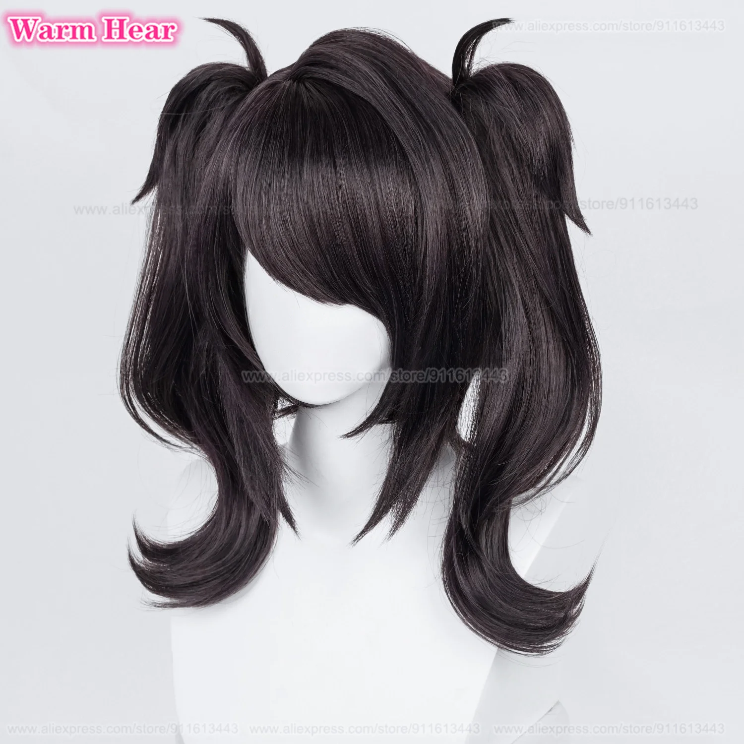 Peluca de Cosplay sintética de alta calidad, pelo negro de Anime ame-chan, resistente al calor, OMG, Kawaii Angel-chan, 45cm