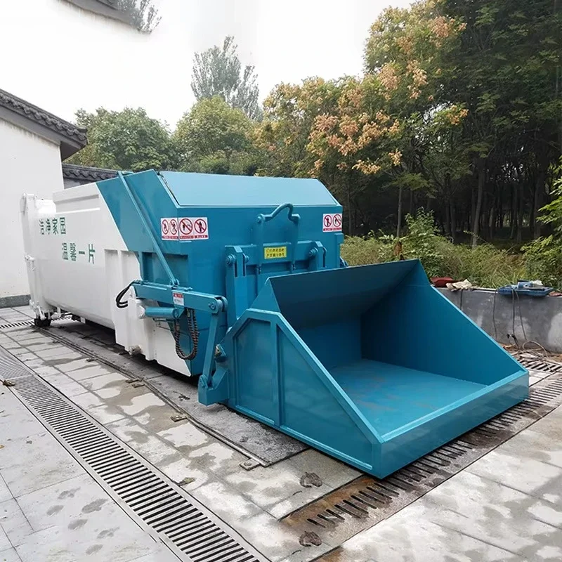 Kitchen Waste Dumper Electric Metal Horizontal Solar Trash Compactor Station Machine
