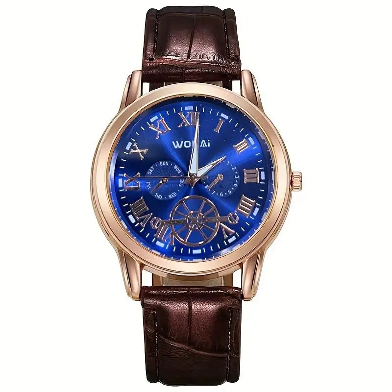 2024 new Wokai men's quartz watch manufacturers new foreign trade live business three-eye men's watches in stock