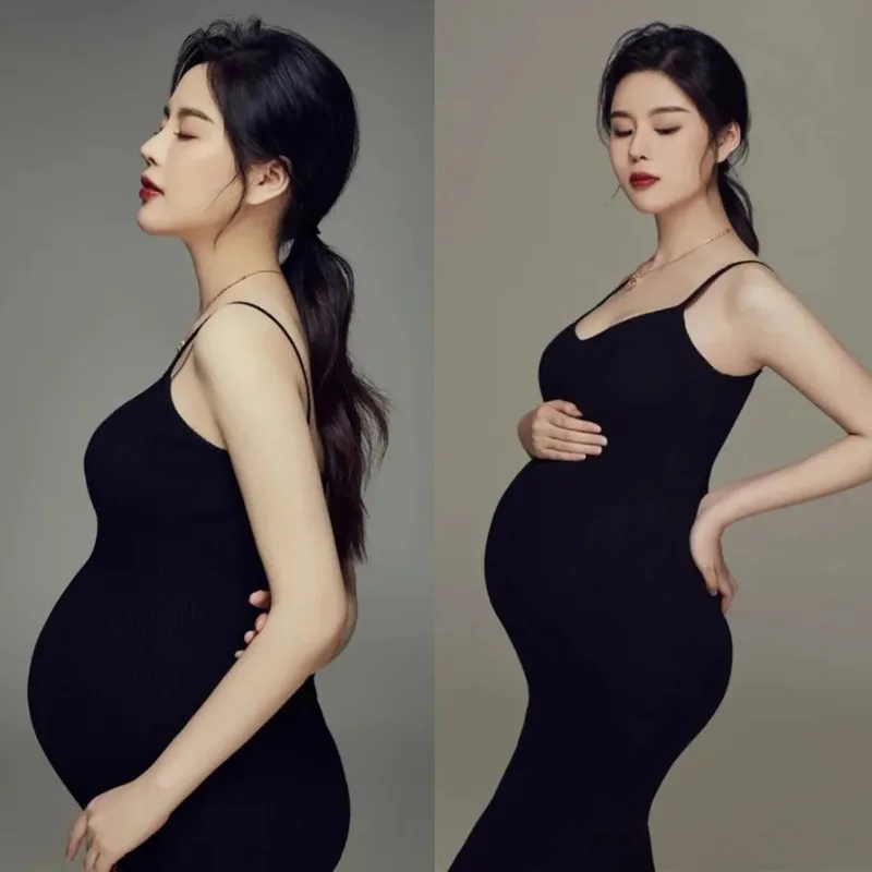 Sexy Maternity Dresses Photo Studio Mommy Photography Props Clothes V-Neck Sleeveless Party Pregnancy Dress for Photo Shoot