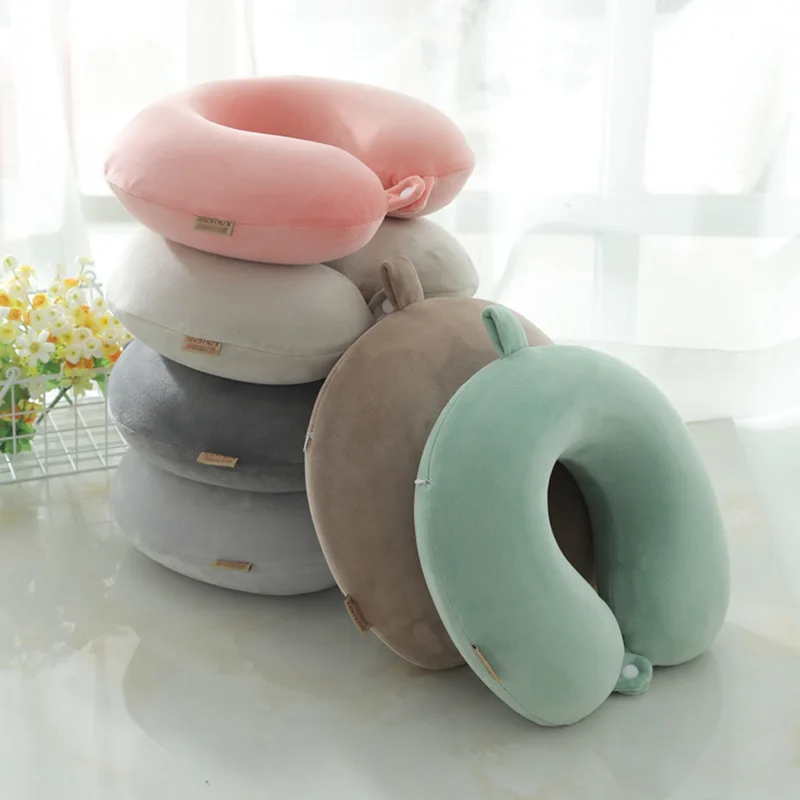 Memory Pillow U-shaped Pillow Travel Neck Pillow U-shaped Neck Pillow LOGO Embroidery U-shaped Solid Color