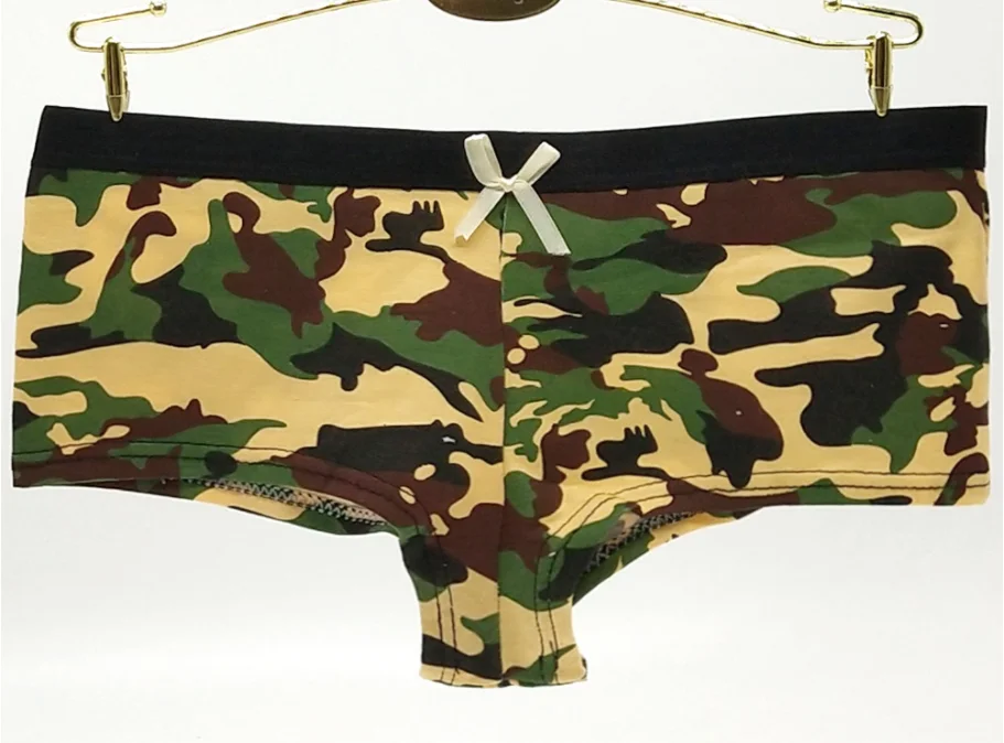 4PCS Boyshorts Female Military Boxers Shorts Summer Underpants Camouflage Panties Women\'s Colorful Print Casual Shorts