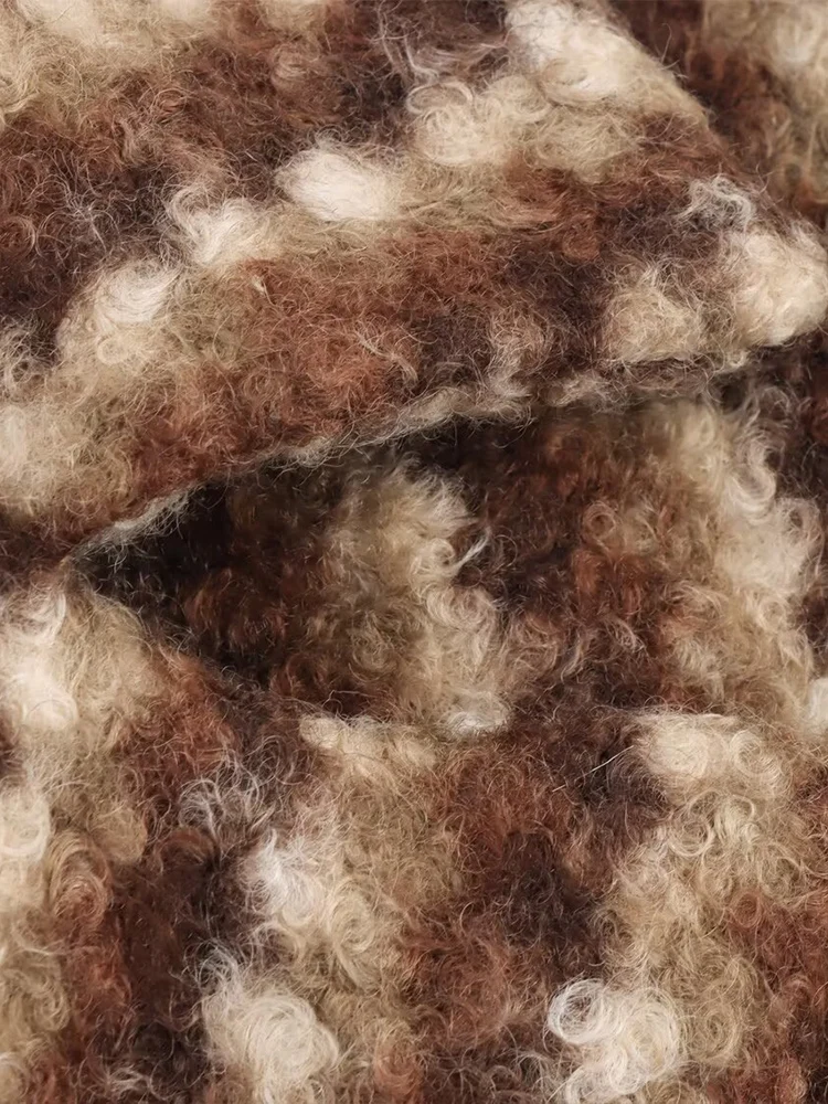 European style new women's fashion versatile temperament simple loose woolen loose type long sleeve lapel jacket