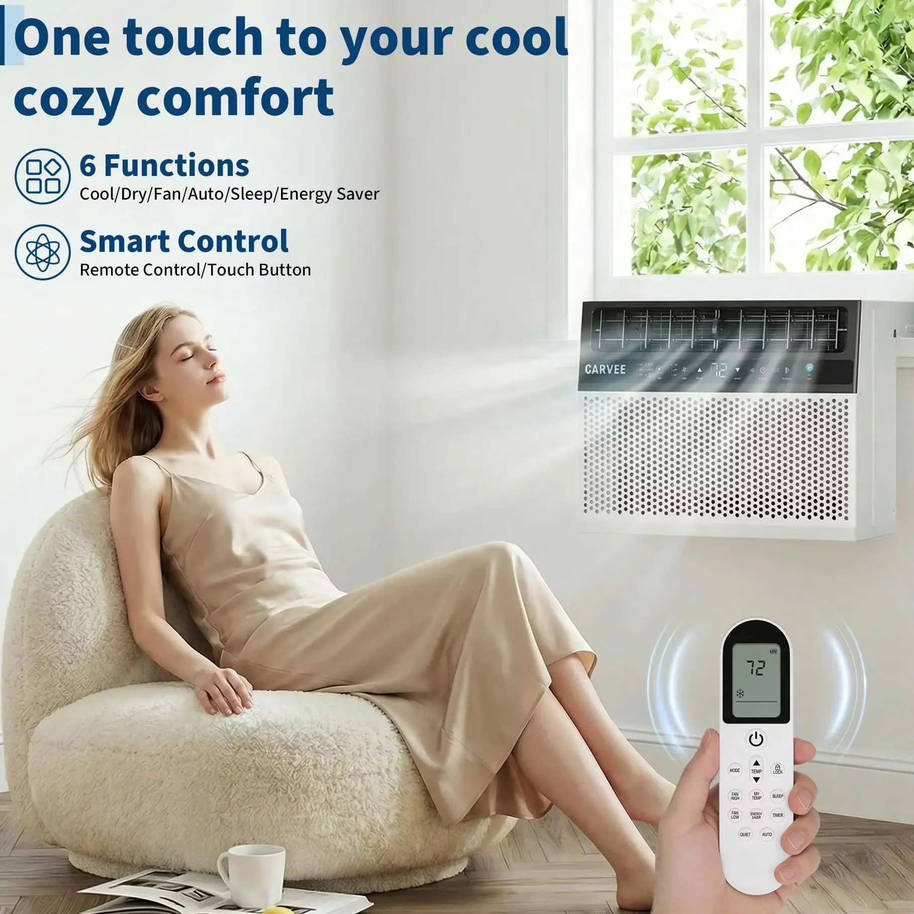 

8000BTU U Shaped Window Air Conditioner with Remote Control, Window AC Units Cools up to 350 Sq. Ft, Quiet Operation, No Drilling Required Ideal for Bedroom Living Room Home Office