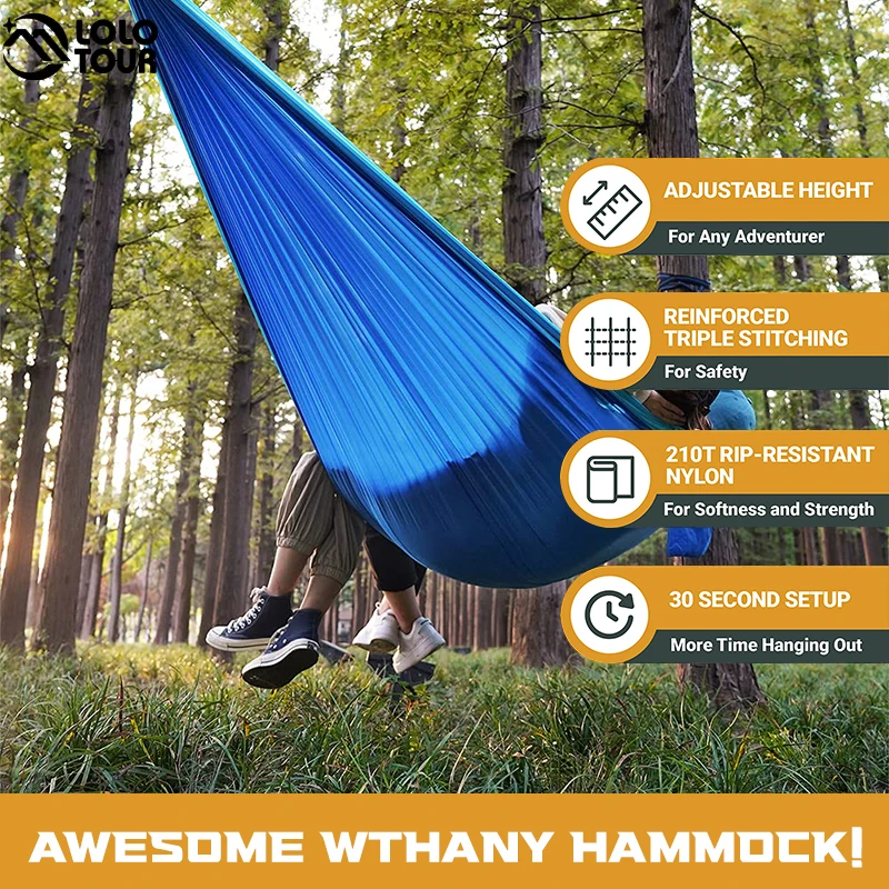 2 Person Ultralight Outdoor Camping Hammock Sleep Swing Tree Bed Garden Backyard Furniture Hanging Chair Hangmat 270*140cm Park