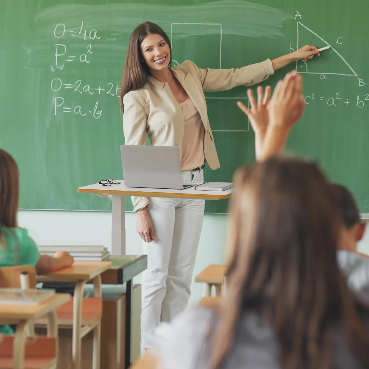 Medical Adjustable Overbed Bedside Table with Hidden Casters, Pneumatic Mobile Laptop Computer Standing Desk Cart