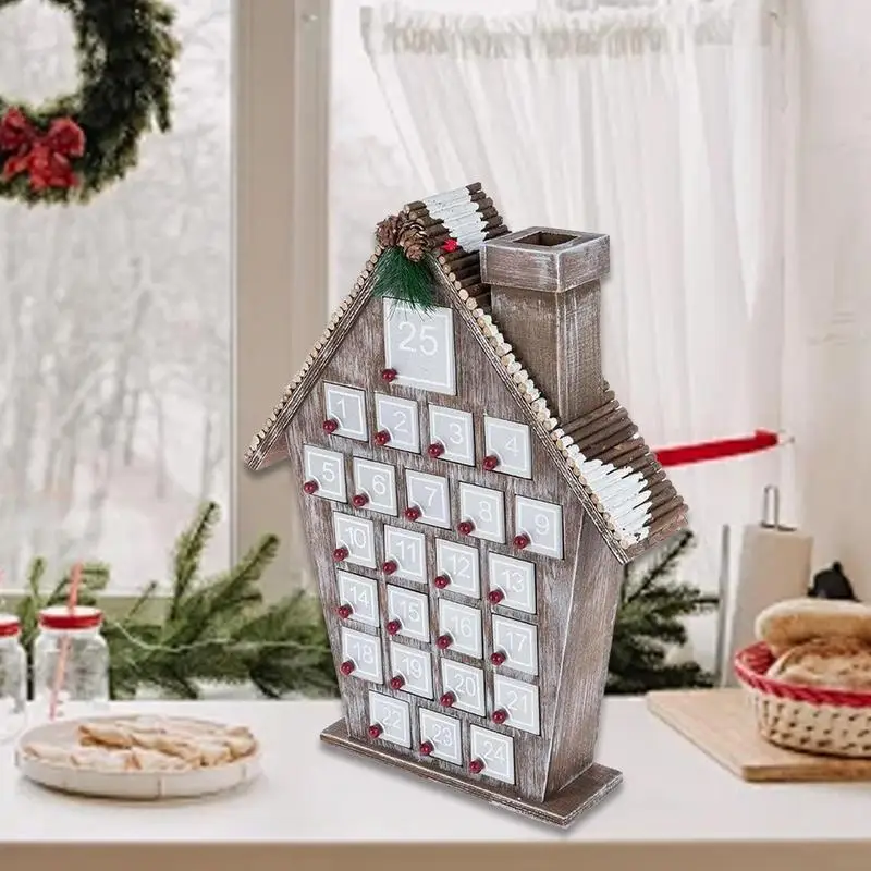 Wooden House Advent Calendar 24 Days Countdown Calendar Christmas Advent Calendar with Drawers Countdown Calendars for Christmas