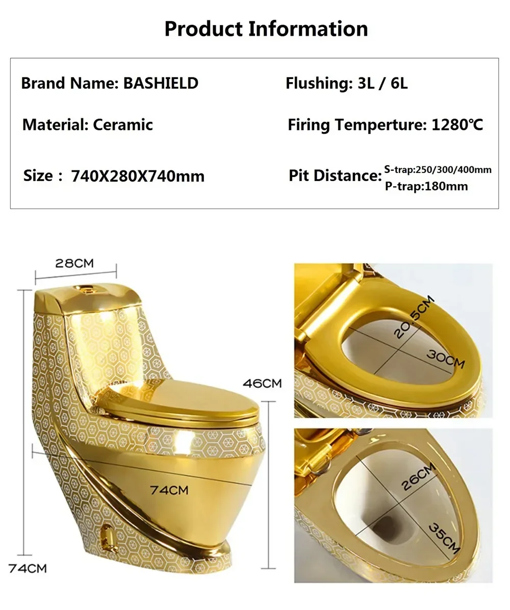 OVS wholesale Modern Ceramic Piss Wwc Peeping Water Closet Golden Dragon Gold Color One Piece Toilet Bowl Factory Price