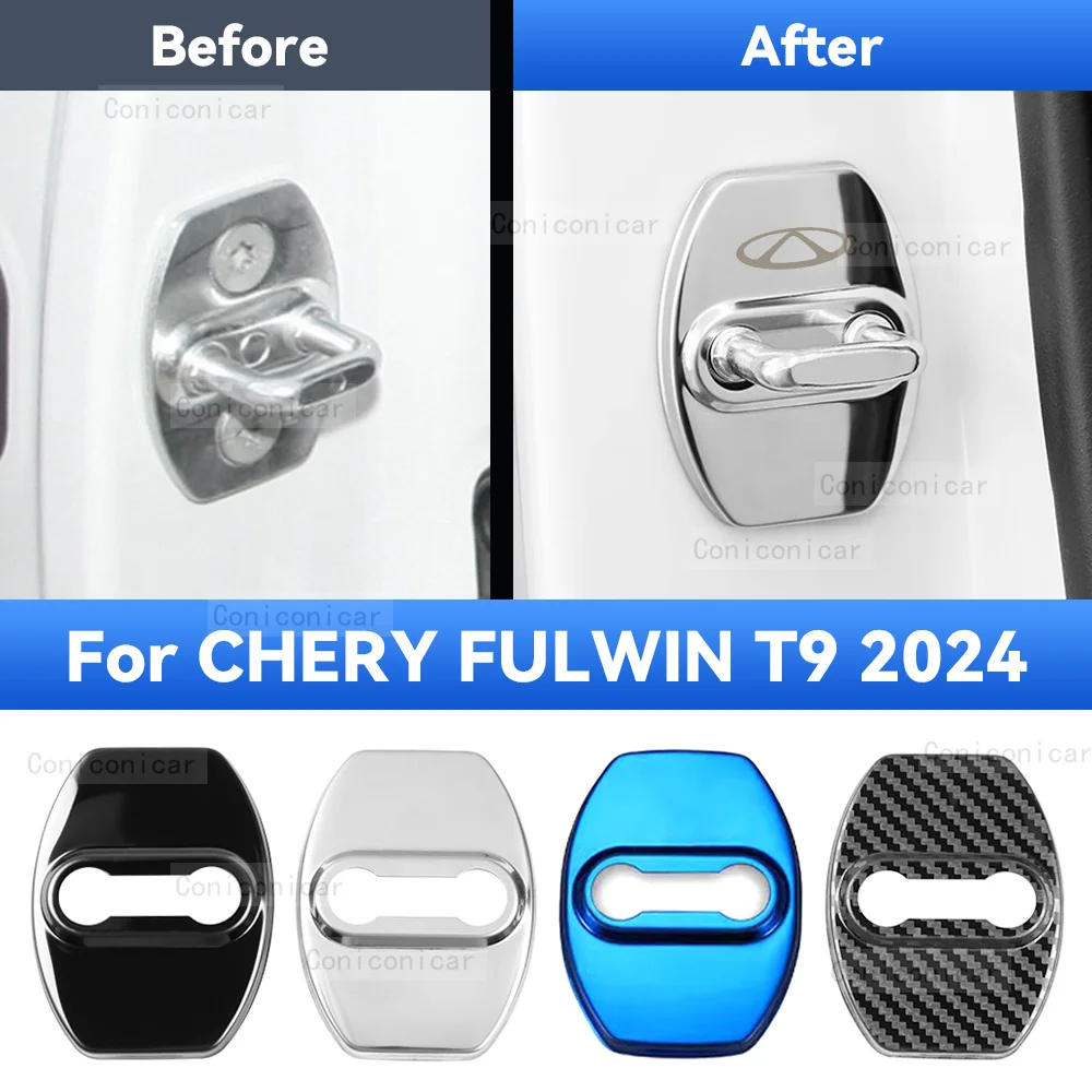 Car Door Lock Protector Cover Stainless Steel For CHERY FULWIN T9 2024 Protect Buckle Anti-rust Decoration Accessories