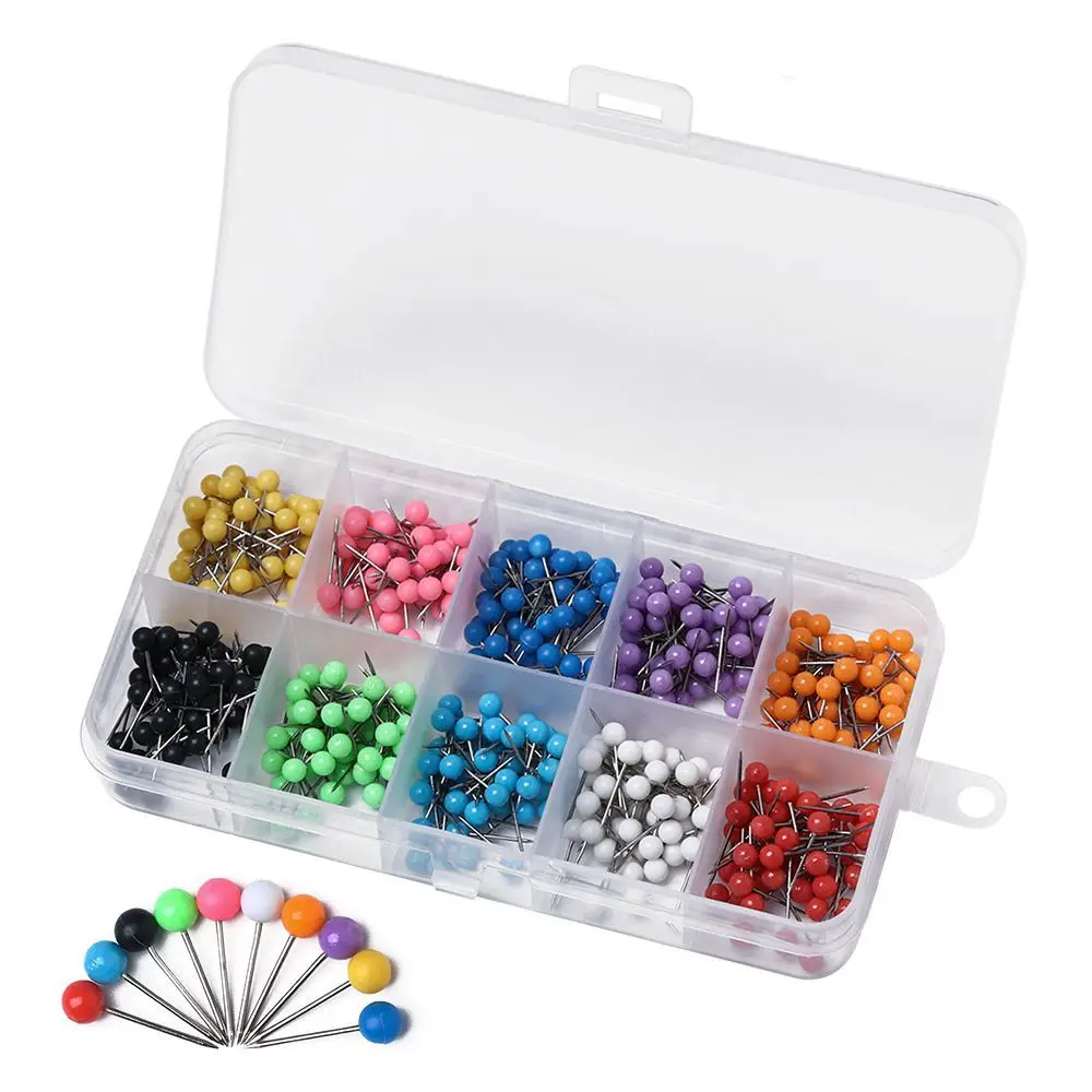 500Pcs/Set Map Tacks – Push Pins Plastic Head With Steel Point