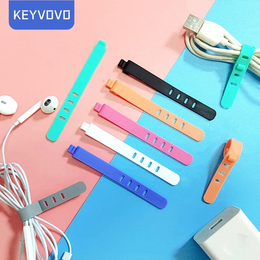 20/12/4PC Cable Organizer Ties Clip Charger Cord Management Silicone Wire Manager Mouse Earphone Holder Data Line Winder Straps