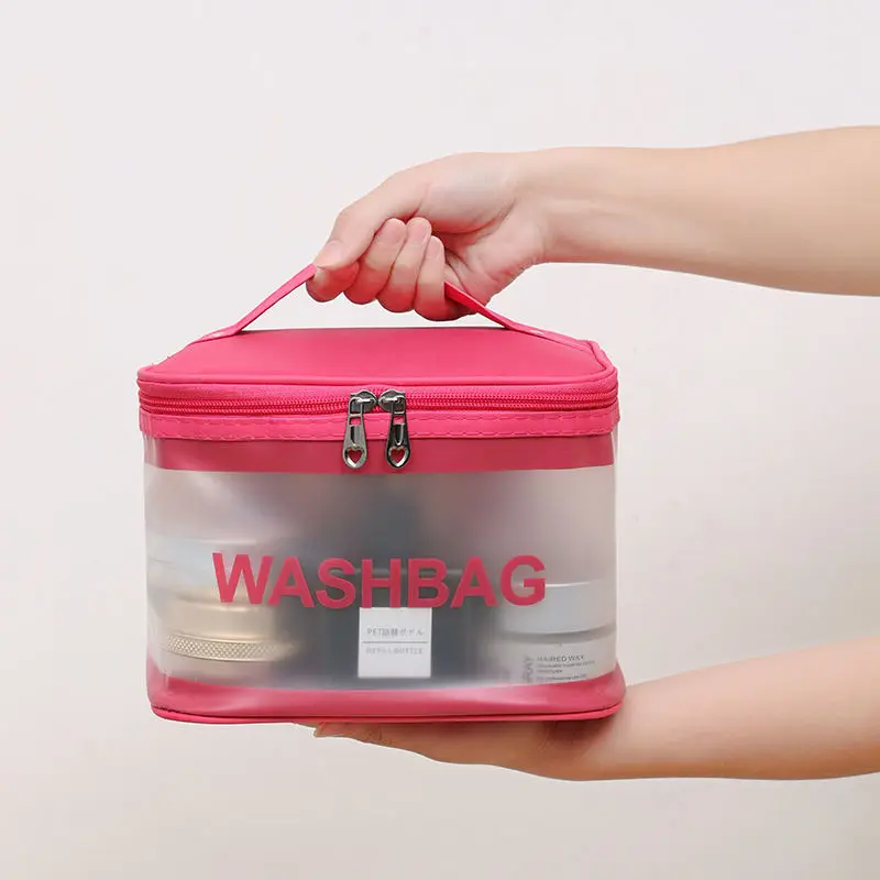 New Transparent PVC Large-capacity Waterproof Cosmetic Bag Portable Female Travel Wash Bag Storage Bag Portable Makeup Tote Bag