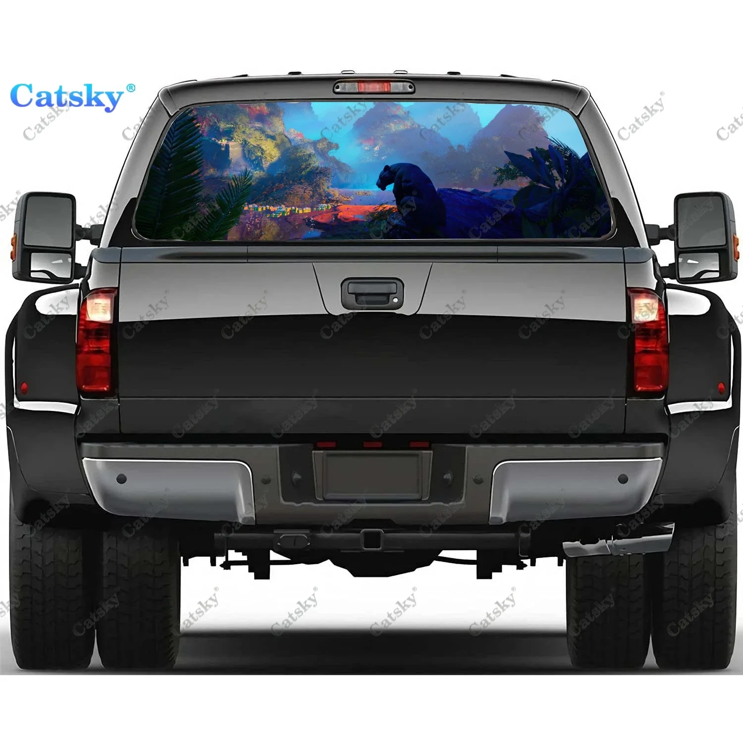 

Scenery River Sunset Rear Window Decals for Truck,Pickup Window Decal,Rear Window Tint Graphic Perforated Vinyl Truck Sticker