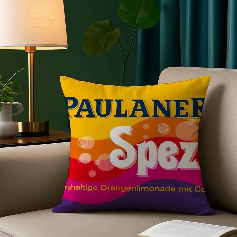 Beer Paulaner Spezi Munich Double-sided Printed pillow cover Short plush Suitable living rooms bedrooms sofa throw cushion cover