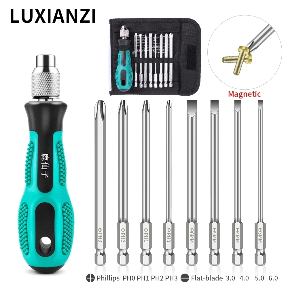 

LUXIANZI Slotted Phillips Screwdriver Set Precision 8 In 1 Magnetic Screw Driver Bits For Mobile Phone Repair Device Hand Tools