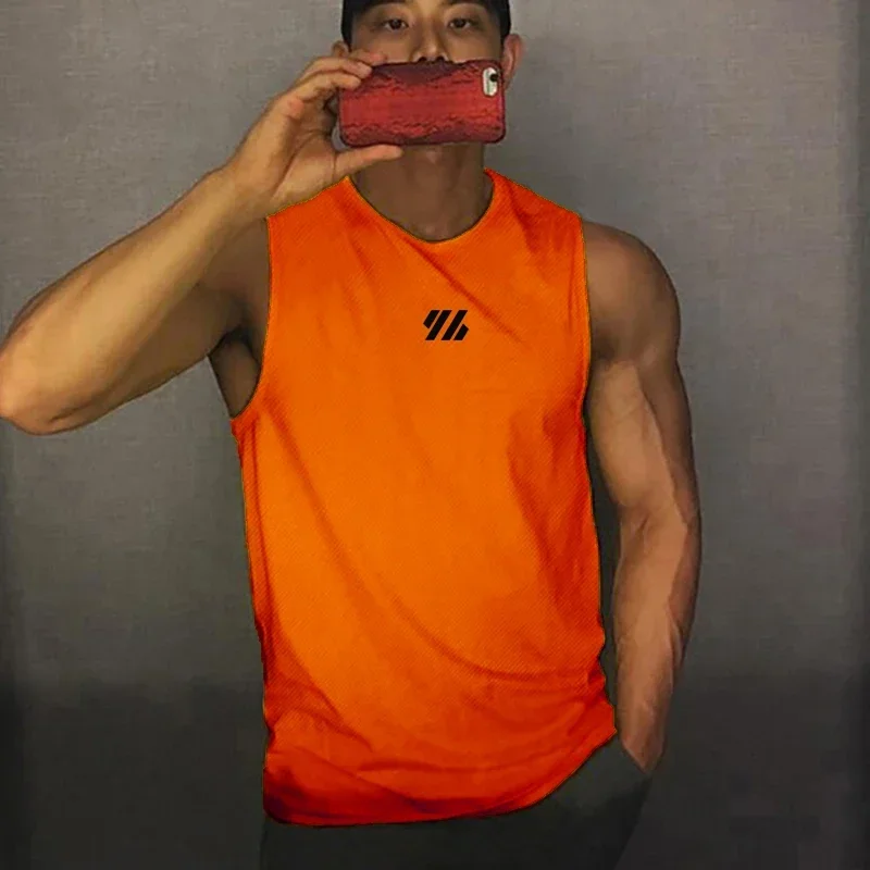 Summer Mesh Mens Quick Dry Sports Tank Tops Gym Clothing Workout Fitness Sleeveless Shirt Muscle Stringer Singlet Casual Clothes