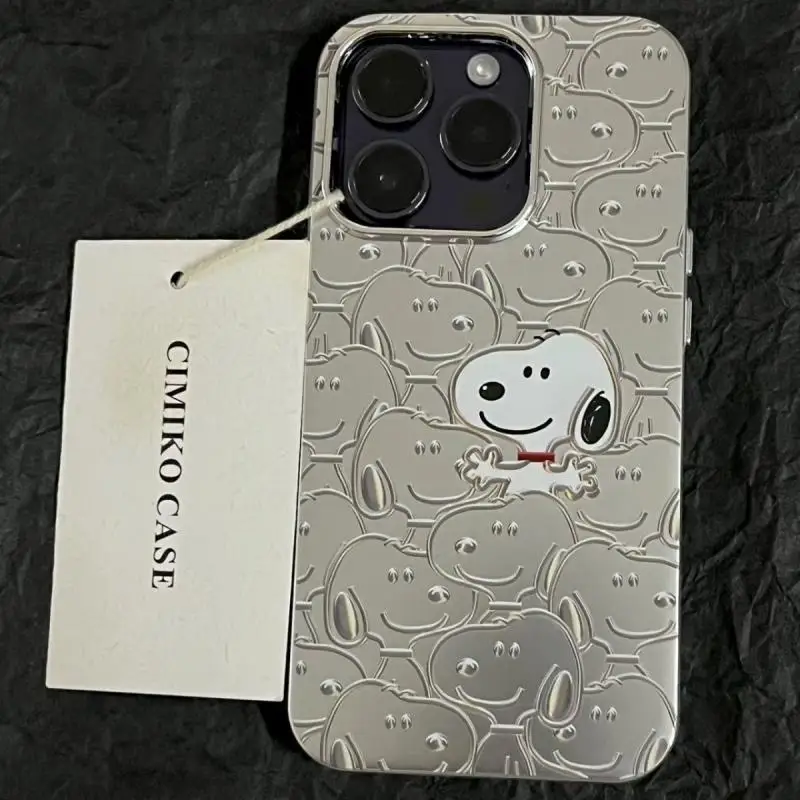 Snoopy Full Screen Stacking Apple 15Promax Iphone Case Iphone 14 Soft 13 Anti-Shock 12 Plating 11 Anime Figures Toy for Children