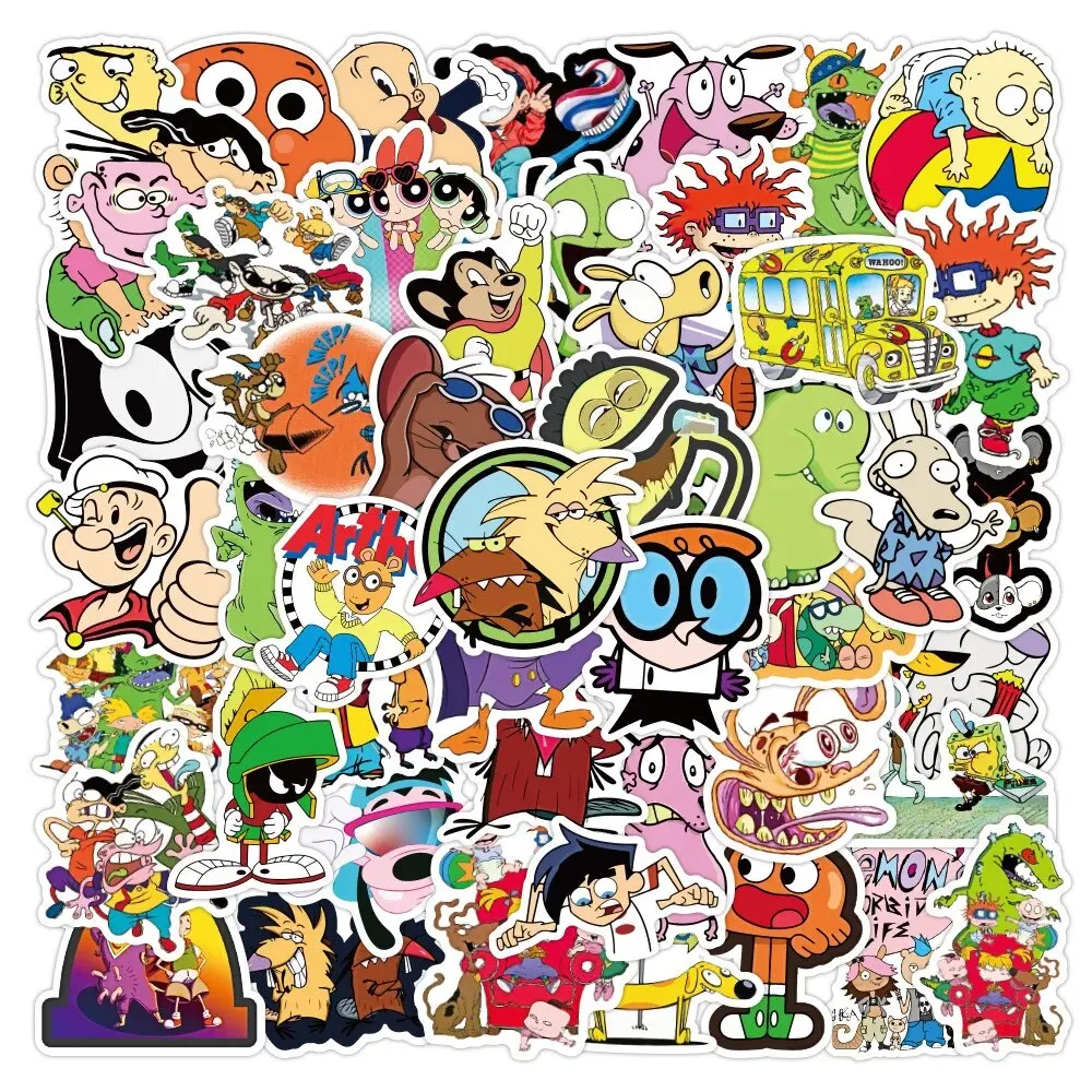 50PCS Classic Animation Stickers Cartoon Personalized Graffiti Creative Table Car Guitar Skateboard Waterproof Decoration Toys