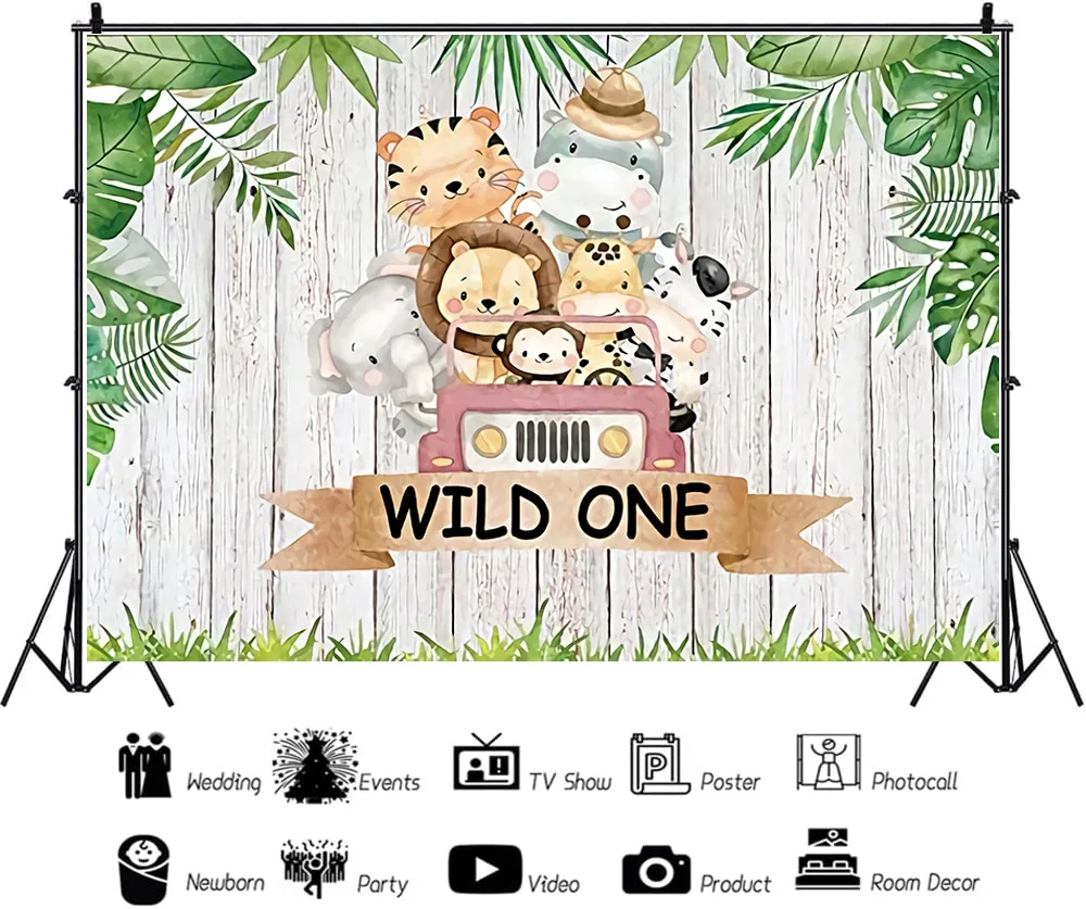 

Newborn Baby 1st Birthday Party Photography Backdrops Jungle Animal Moon Elephant Background Photo Studio Props 321013 MM-1006