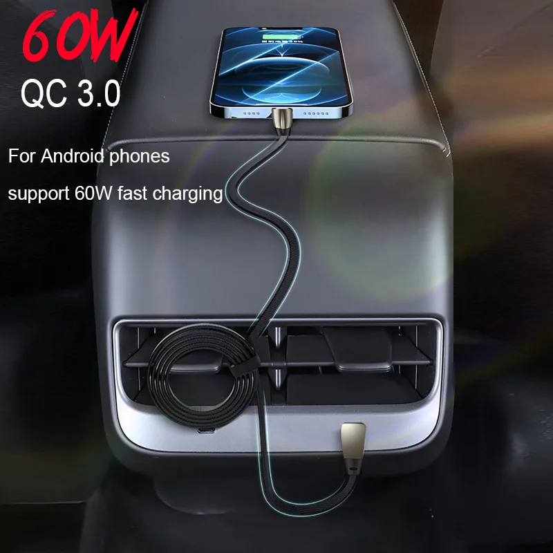 60W Schnell-Ladeadapter mit 1m Kabel für Tesla Model 3 Model Y Highland Juniper, Daten- und Ladekabel, PD-Ladezubehör – Detail 1
