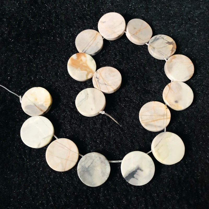 Wholesale Natural Picasso Jasper Beads Matte Stone Beads 25mm Round Coin Gemstone Loose Beads For Jewelry,13