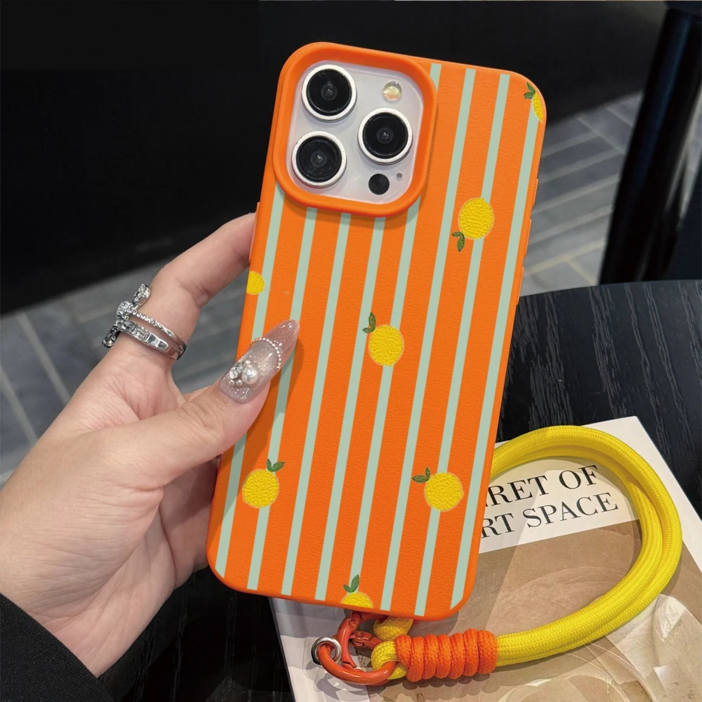 Striped Lemon Hand Wrist Strap - Phone Cases With Straps 评论和价格