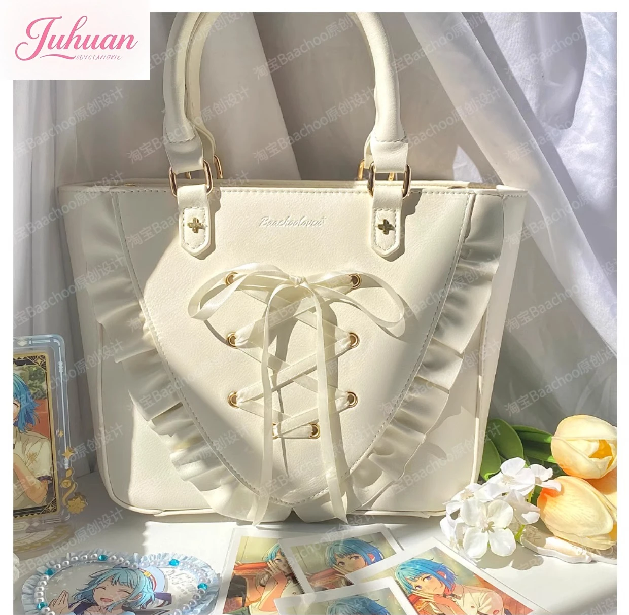 اليابانية لوليتا الحلو حقيبة ساعي تكدرت الشريط فتاة الكتف طعام صغير أنيق رائعة الألم حقيبة يد التنقل اليومي