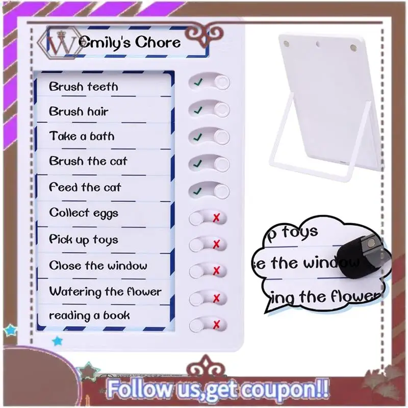 

ABBG-1Set Erasable Chore Chart For Kids,Reusable To Do List Board My Chores Magnetic Dry Erase Checklist Board ABS