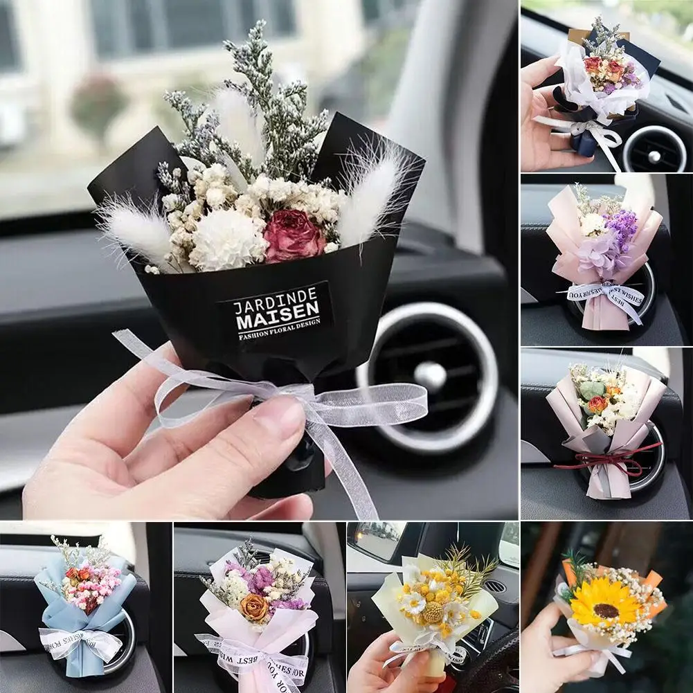 Dried Flower Car Air Freshener Car Air Outlet Aromatherapy For Girls Bouquet Auto Vent Clip Car Accessories Car Decoration C3r7