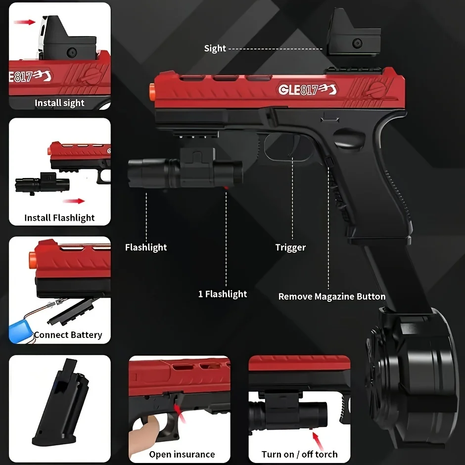 Pistola Blaster eléctrica de alta Orbeez, juguete fresco de rendimiento, Bola de salpicaduras recargable, juguetes para exteriores