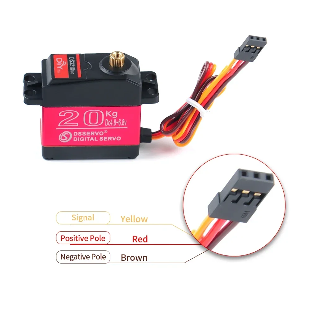 DS3218 Digital Servo 20Kg 180 Degree With 25T Servo Arm Metal Rc Toys Water Resistant For 1/8 1/10 RC Baja Car Mini Modular