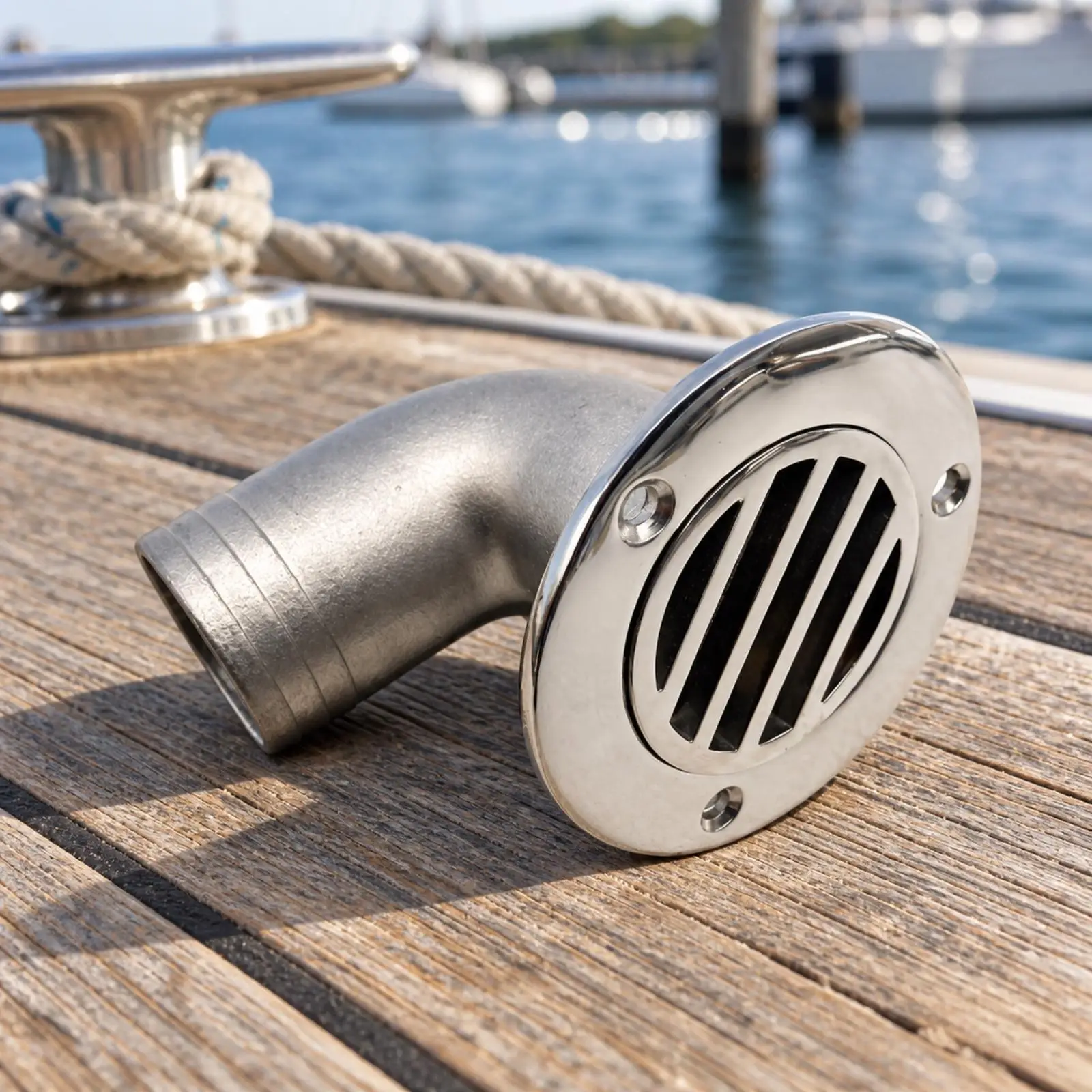 Boat Drain Cover with Slotted Screen 316 SS Elbow Fitting for Outdoor Water Runoff