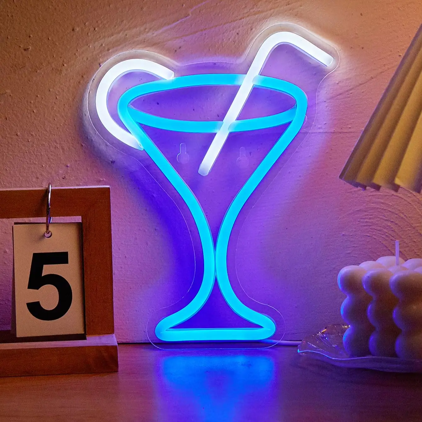 Chi-buy LED Neon blue wine glass USB Powered Neon Signs Decor Lamp Signs Birthday Gift Wall Art For Bedroom Room Bar Shop