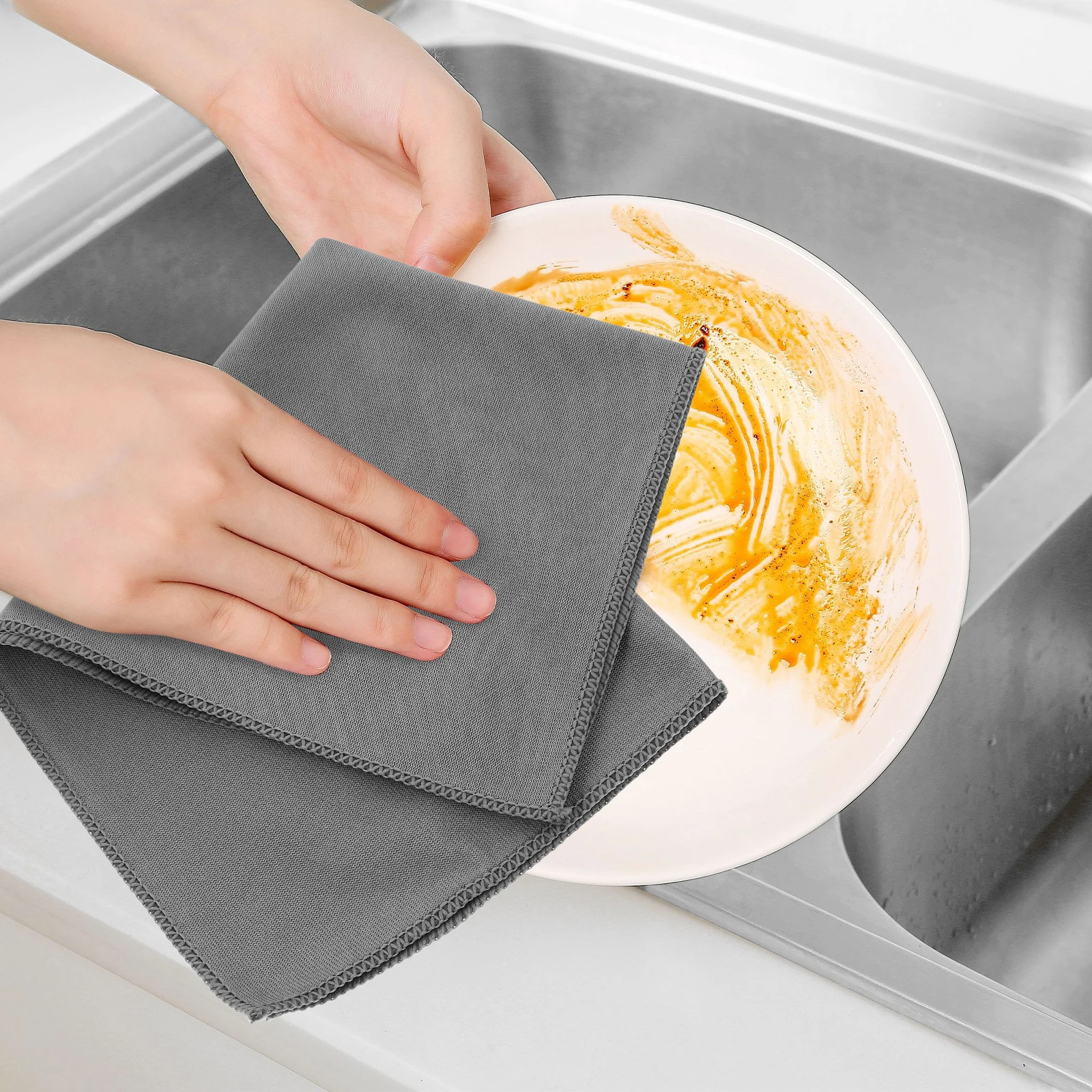 

4pcs Glass Cleaning Cloth Fiber Rags No Watermark Drying Dishes Housekeeping Polishing Mirror Kitchen Bathroom
